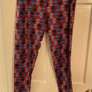 Red and Blue Patterned Leggings